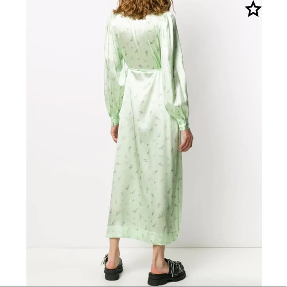 GANNI floral-print silk-satin wrap dress EU 34/US2 - Picture 4 of 6